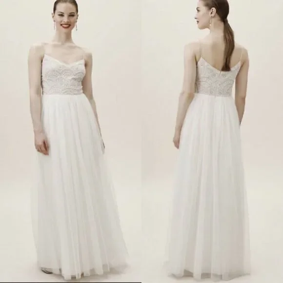 NWT BHLDN Avaline Beaded Embellished White Dress 0