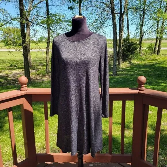 Old Navy Marled Gray Long Sleeve Rolled Round Neck Sweater Dress Size L