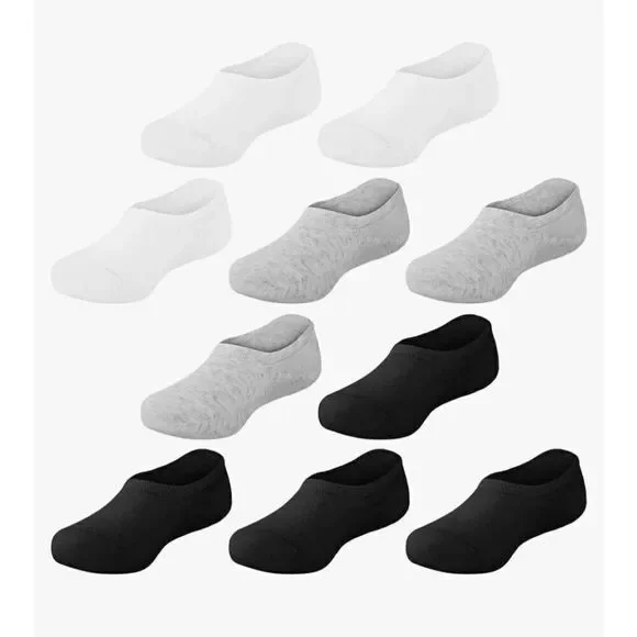 Boys socks no show grey black white New foot size 7-9 year