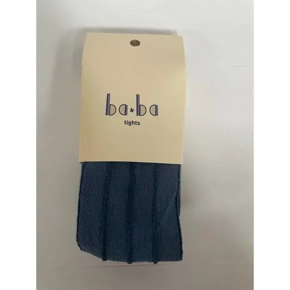 NWT Baba Kids Blue Knit Tights with‎ Green Toe Size 5-6 Years