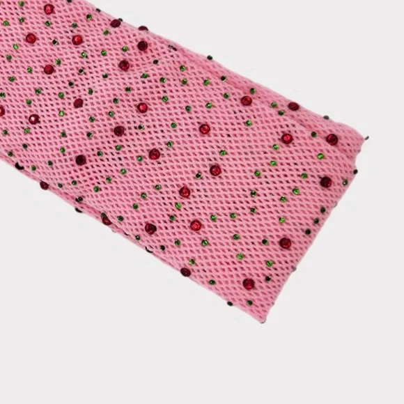3/$20 Kids Mesh Fishnet Net Tights Baby Rhinestone Pantyhose- Pink