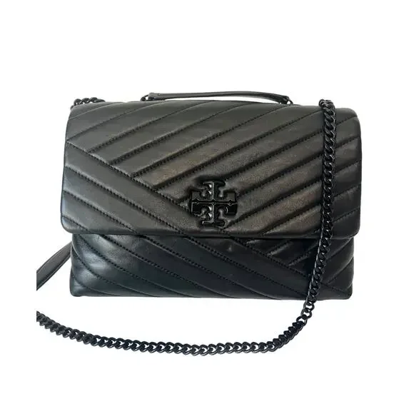 Tory Burch Kira Chevron Quilted Leather Convertible Shoulder Bag Powder Coated