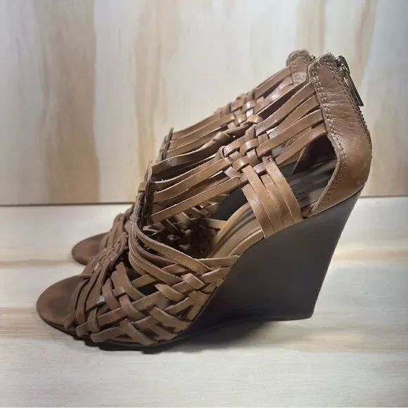 Tory Burch Tevray Braided Leather Wedge Sandals Women’s Size 10
