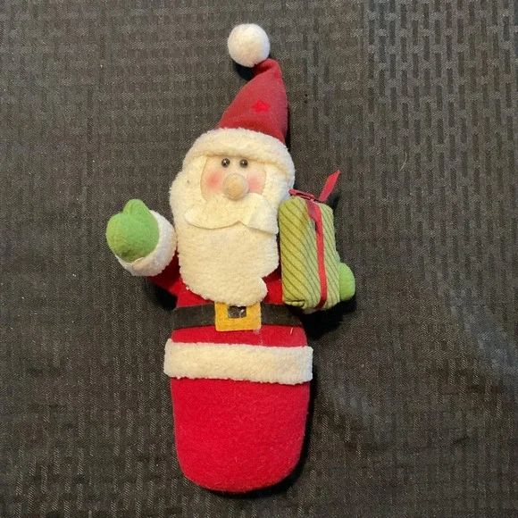 Santa Claus Plush‎ Figure Tabletop Christmas Decor Shelf Sitter Holding Present