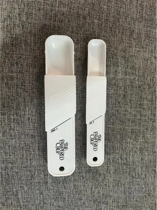 Pampered Chef Adjustable Measuring Spoons Teaspoon Tablespoon Set Of Two White