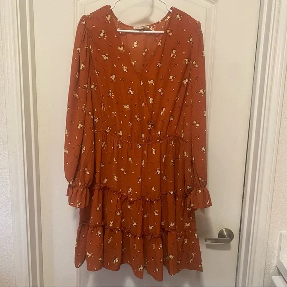 Inspired Hearts Rust Orange Floral Kids Dress