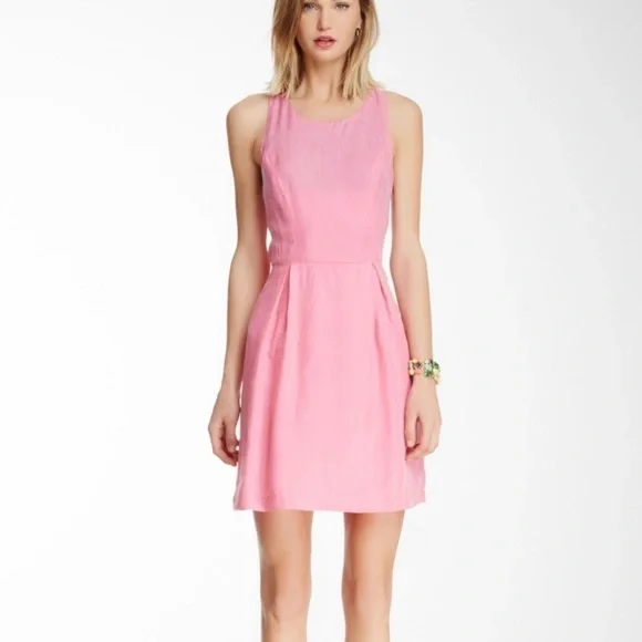 Line & Dot Racerback Fit & Flare‎ Pink Dress M NWT