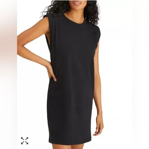 Sanctuary Black T Shirt Dress Shoulder Pad Sleeveless Shift Relaxed XXL
