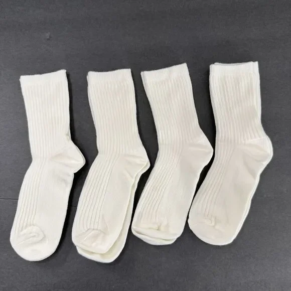 Kids  Tube Socks Unisex 4-Up Ivory School Uniform plain casual party 4 pairs