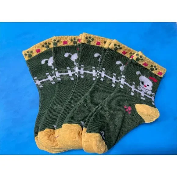 Kids Novelty Colorful Puppy Dog Design Crew Socks 5 Pairs Size M‎