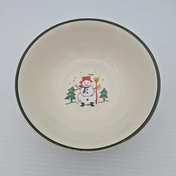 Pfaltzgraff Snow Village Cereal Soup Salad Bowl Snowman Christmas‎ 6