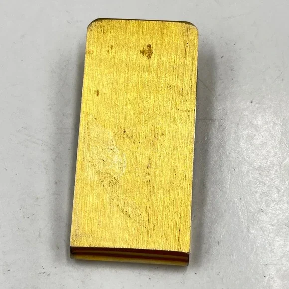 Vintage‎ Brushed Gold Tone Slim Metal Money Clip Modernist Minimalist Accessory