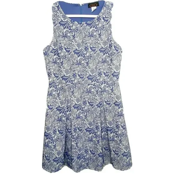 Fury Sleeveless Floral Pattern A Line Floral Blue Summer Dress Medium