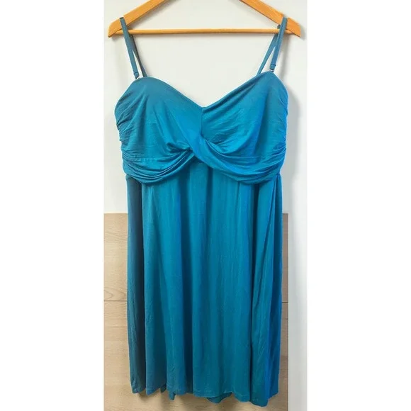 Soma Intimates Twist Front Multi Way Straps Peacock Blue XXL Halter Dress NWT
