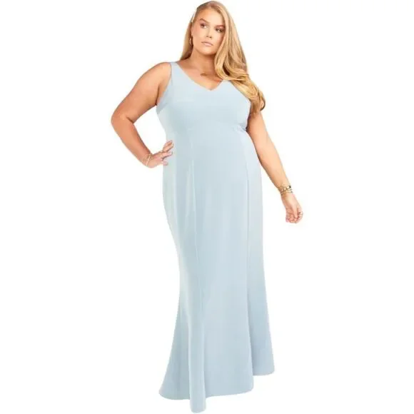 Show Me Your Mumu Morgan Gown in Silver Sage Stretch Crepe, Size 1X. NWT!