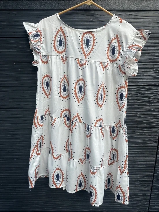 NWT Cause Comfort Life Sense Printed Tiered Mini Dress Size L