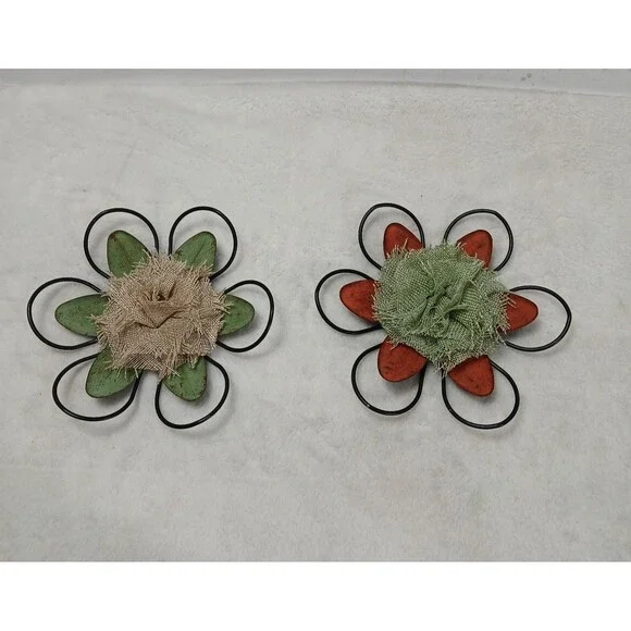 ​Distressed‎ Metal Wire Flower Wall Decor 2-Piece Set Rustic Farmhouse Art 8