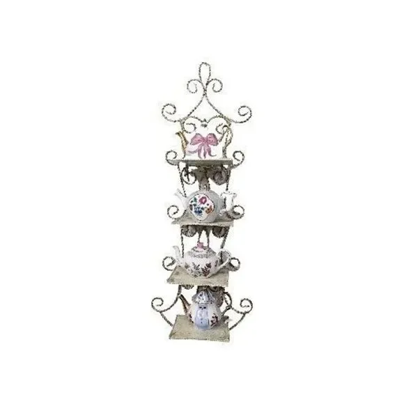 Lot Of 4 Mini Teapots Bow Flowers Coquette Wall Decor Hanger