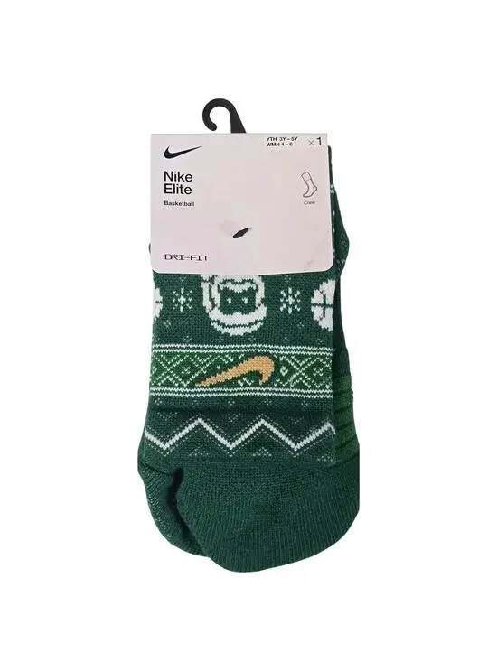 NWT Nike Elite Basketball Crew Socks Dri-FIT Green Youth 3Y-5Y W 4-6