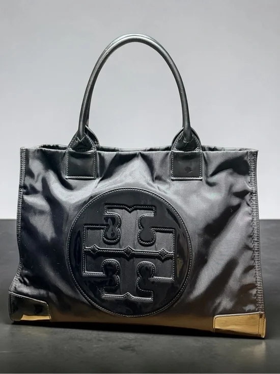 Tory Burch Large Ella Tote in Black Nylon