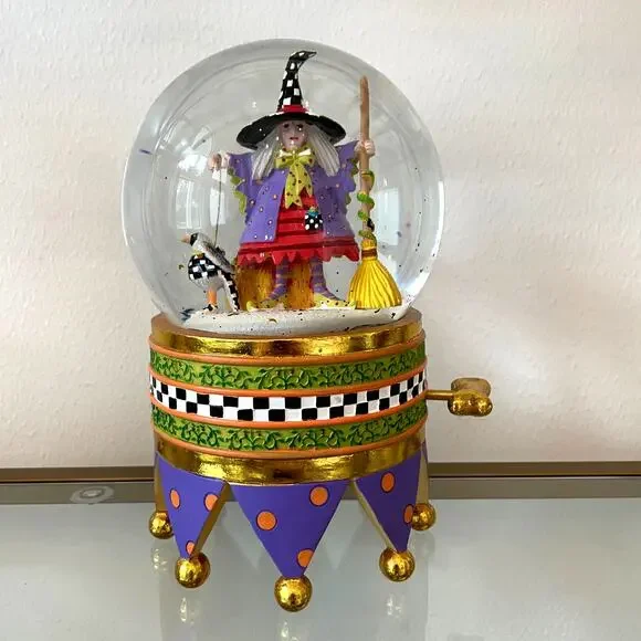 MacKenzie-Childs Patience Brewster Raggedy Witch Crystal Ball Globe Brand New