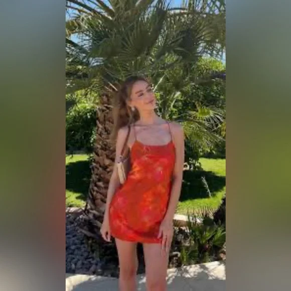 My Michelle Orange and Red Floral Mini Dress