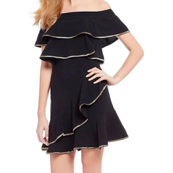 NEW WAYF Black Ruffle Mini Dress