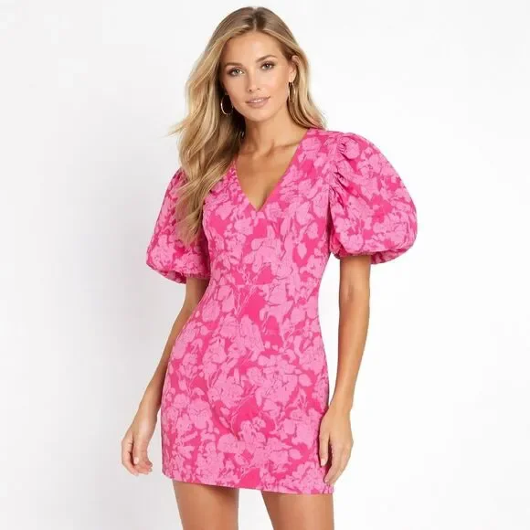 Endless Rose Pink Floral Puff Sleeve Mini Dress XS