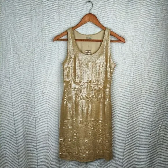 NWT Cremieux Cream Gold Sequin Dress Sz S