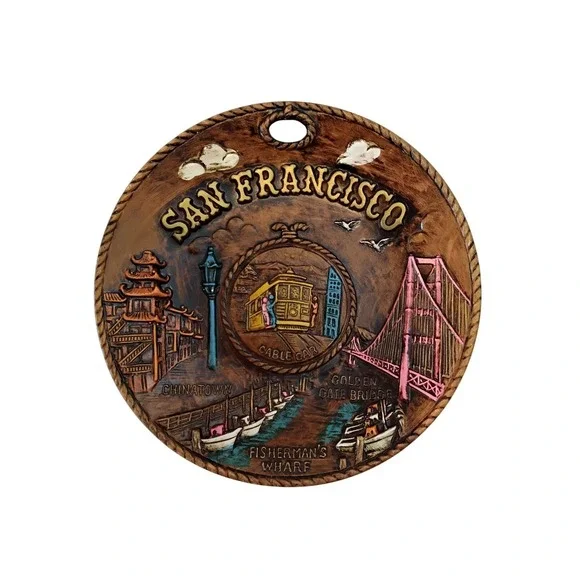 Vintage San Francisco 3D Relief Wall Plaque Souvenir Made in Japan 8‎ Inch
