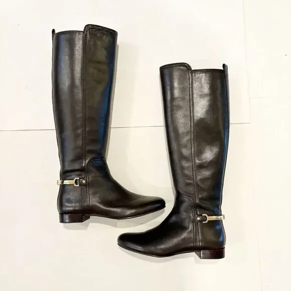 Tory Burch Jess Riding Boots Size 5 Brown Leather Equestrian