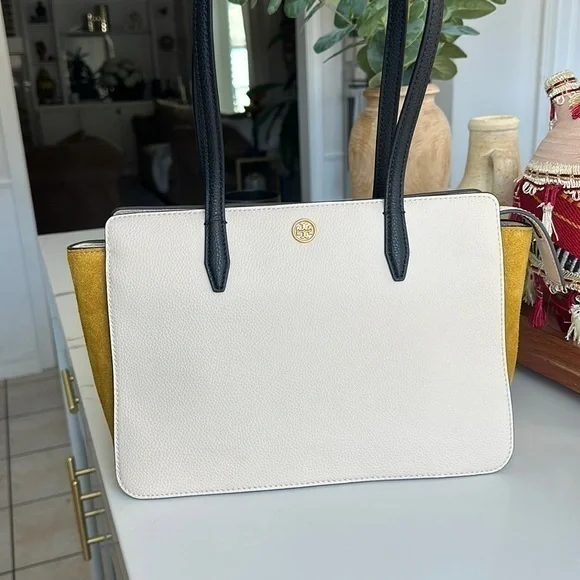 Tory Burch Robinson color lock small leather tote