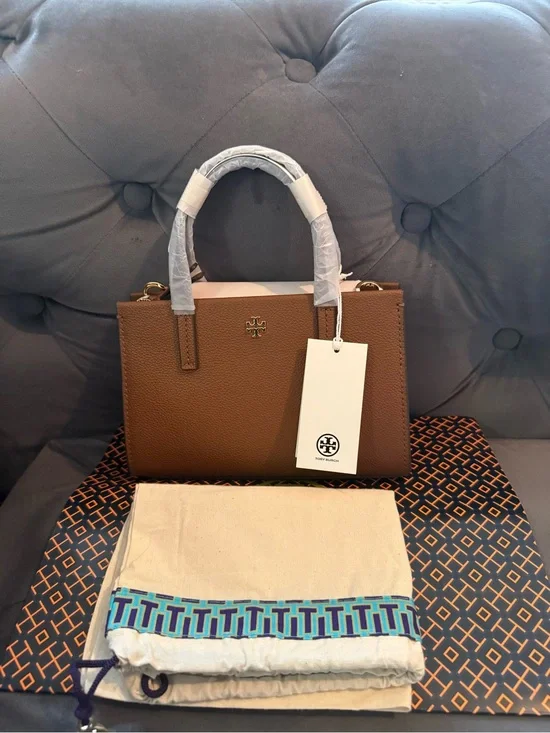 🔥NWT Tory Burch Blake Mini Tote in Cortado brown pebbled leather features gold🔥