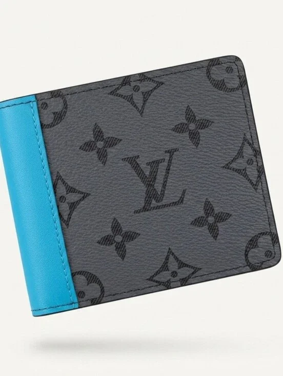 Genuine Leather Reverse Monogram Coated Canvas Bi-Fold Wallet w/Box + Dust Bag