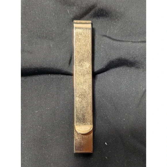Vintage Gold Tone Money Clip, Stylized Monogram Emblem, Tie Accessory Minimalist