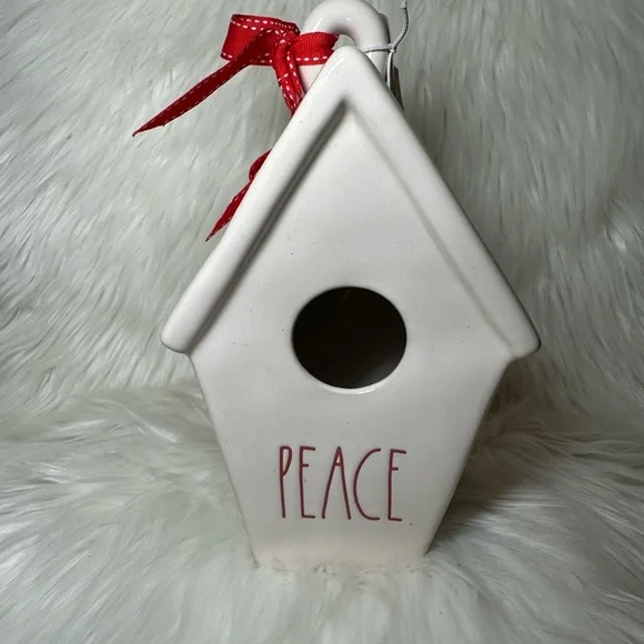 Rae Dunn Peace Birdhouse with Red