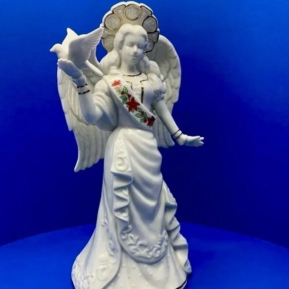 SF Music Box Porcelain Angel Gold Trim
