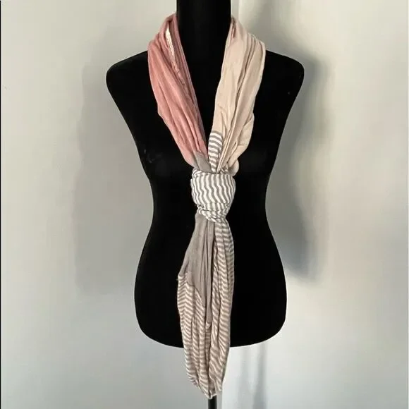 Infinity Scarf-Peach/beige/gray. Light weight cotton blend.‎