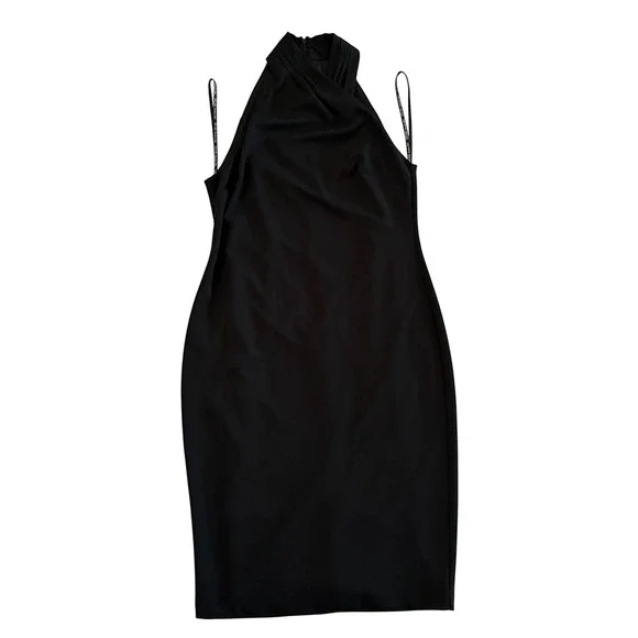Rachel Roy Halter Sheath Dress Womens Black XL Stretch Cocktail Lined