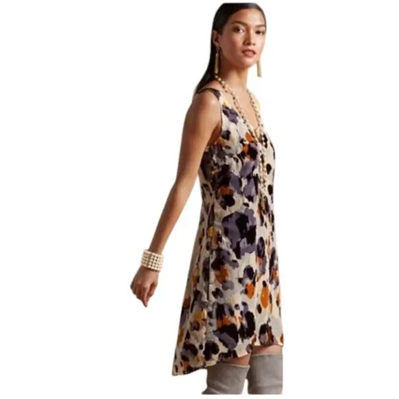 Cabi Radient Burnout Velvet Hi-Low Midi Shift Dress Womens Medium