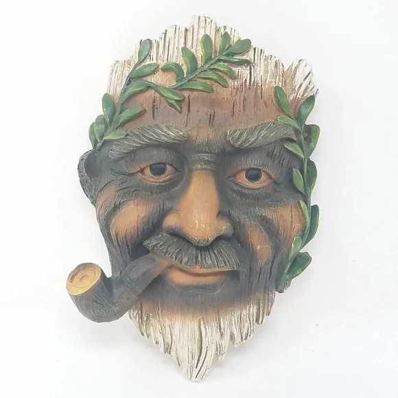 Vtg resin roman‎ man face smoking pipe wall decor man cave
