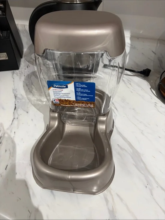 NWT Petmate Gravity Pet Feeder in Metallic Taupe