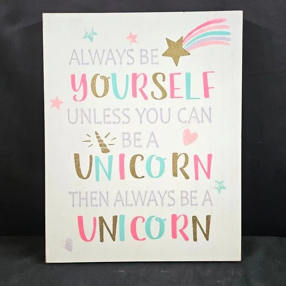 Hobby Lobby Unicorn Sign Wall Decoration Colorful 19x15 Girls Room