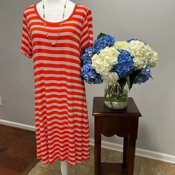 St. John's Bay Orange Midi Sundress with Scoop Neck