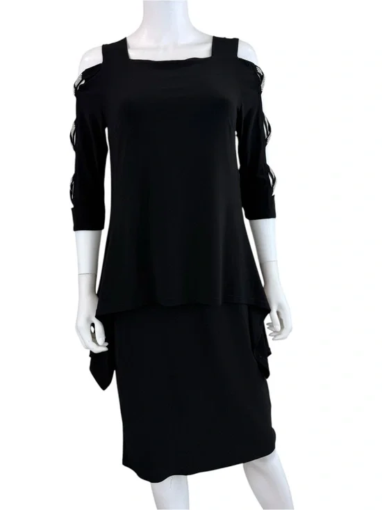 Joseph Ribkoff Black Midi Cocktail Dress Size S L0784