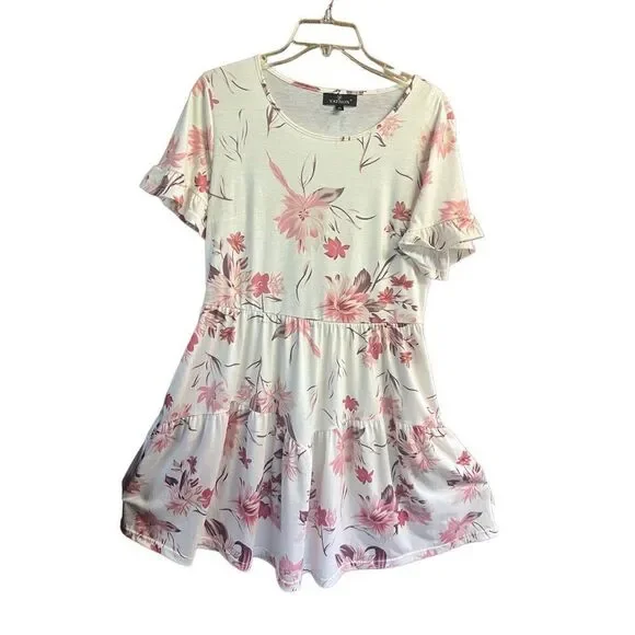 Yathon Floral  Tee Shirt Dress Sz XL NWOT