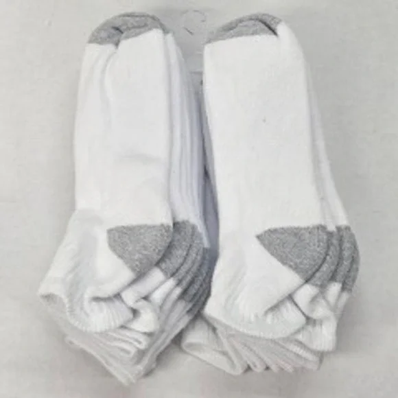 Kids White Ankle Socks with Grey Toe and Heel Pack of 10‎ Shoe Size 4-9