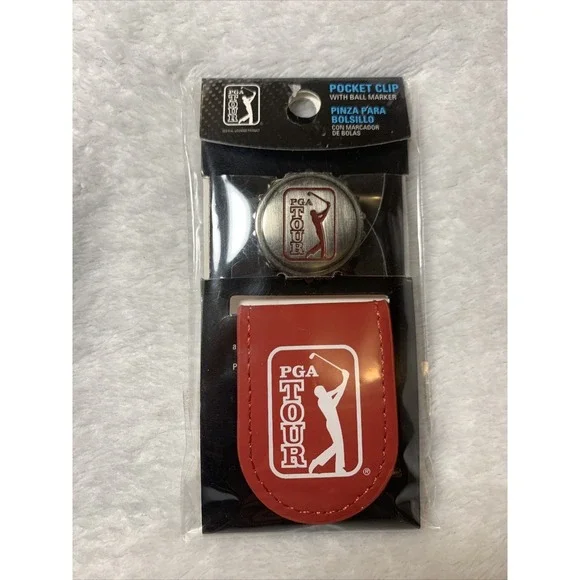 PGA Tour Golf Magnetic Pocket Clip Ball Marker‎ Money Clip Tango Red - New