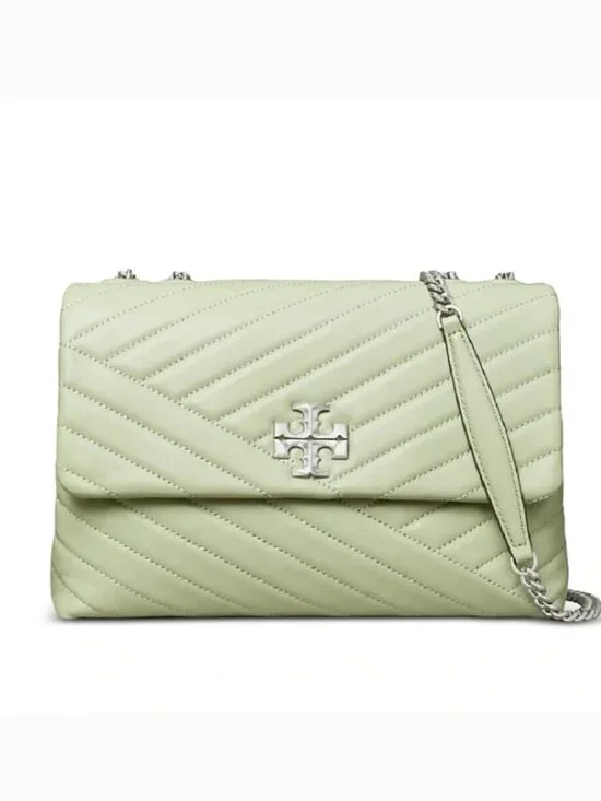 Tory Burch Kira Chevron Small Convertible Shoulder Bag in Pine Frost