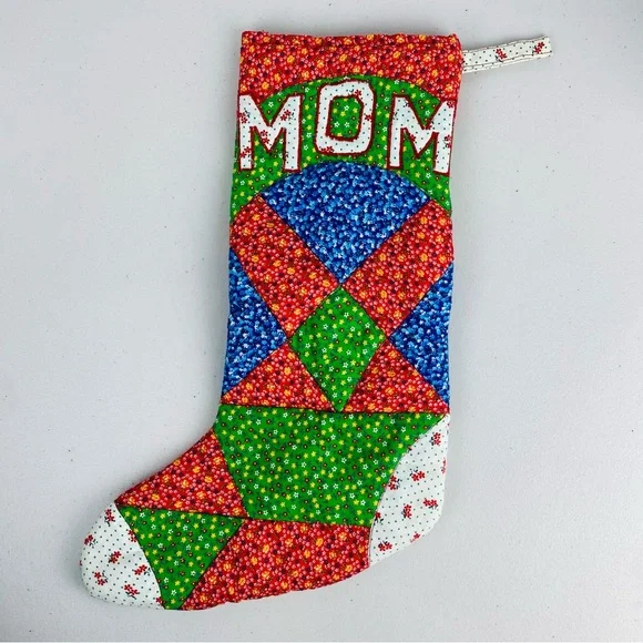 Quilted Colorful Patchwork‎ Christmas Mom Stocking